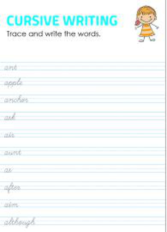 English Worksheet: Tracing and Writing Cursive Words B Worksheet