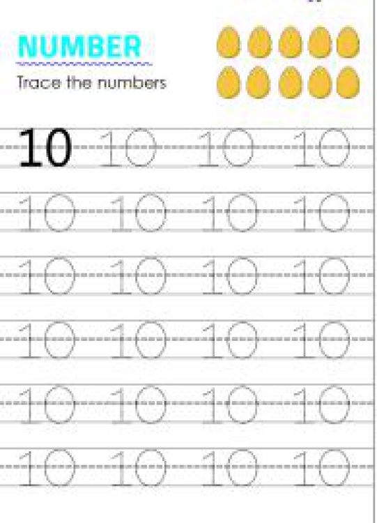 Math Worksheet: Tracing number 10 - Numbers 1-10 tracing Worksheet