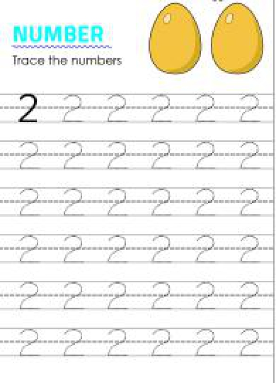 Math Worksheet: Tracing number 2 - Numbers 1-10 tracing Worksheet