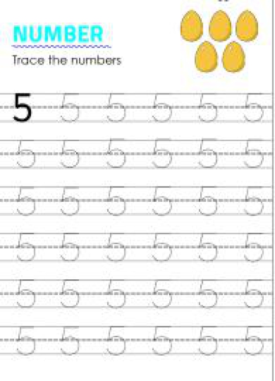Math Worksheet: Tracing number 5 - Numbers 1-10 tracing Worksheet