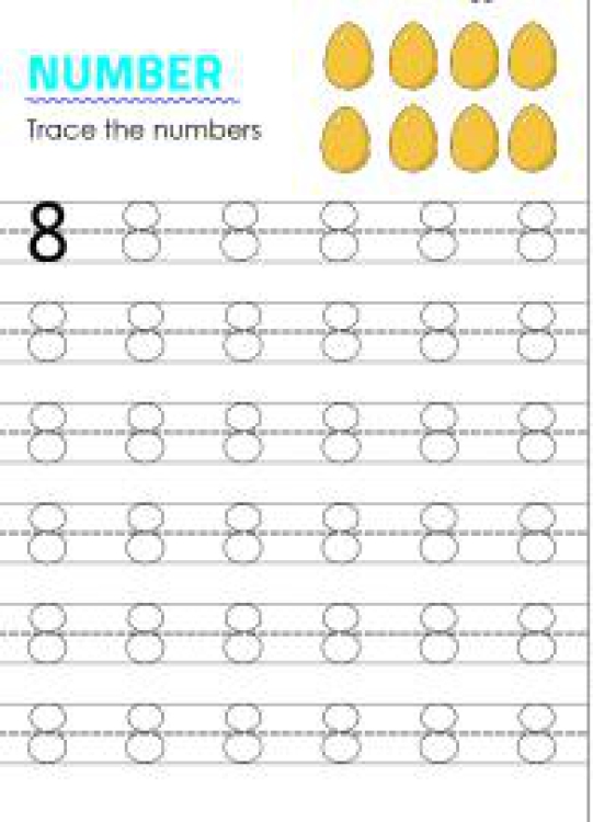Math Worksheet: Tracing number 8 - Numbers 1-10 tracing Worksheet