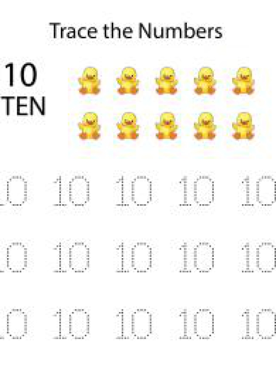 Math Worksheet: Tracing Numbers &amp; Counting 10 Worksheet
