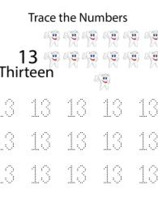 Math Worksheet: Tracing Numbers &amp; Counting 13 Worksheet