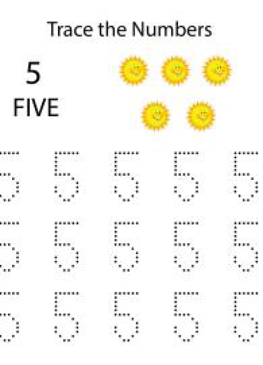 Math Worksheet: Tracing Numbers &amp; Counting 5 Worksheet