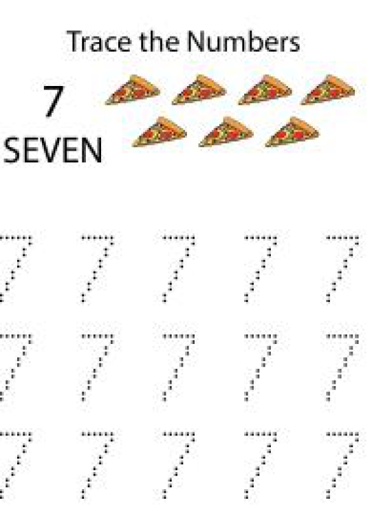 Math Worksheet: Tracing Numbers &amp; Counting 7 Worksheet