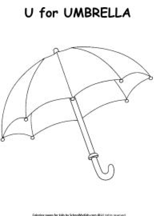 Art And Craft Worksheet: U for Umbrella Coloring Page Worksheet