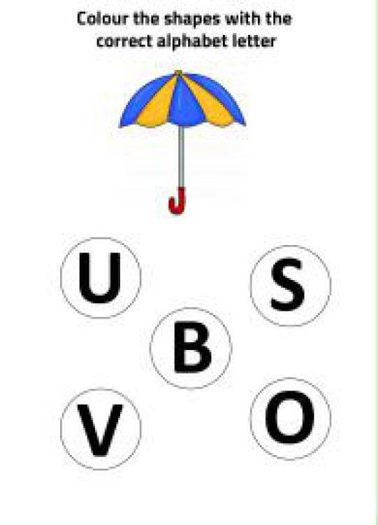 English Worksheet: U for Umbrella - Practice Beginning Letter Worksheet