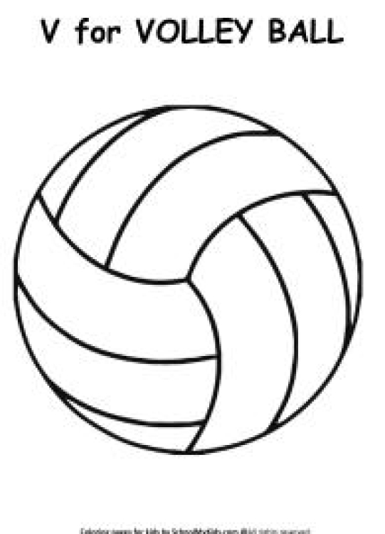 Art And Craft Worksheet: V for Volleyball Coloring Page Worksheet
