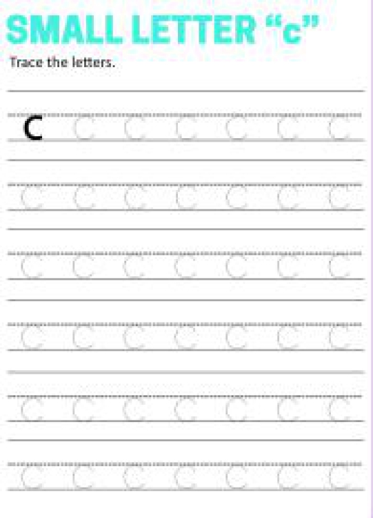 English Worksheet: Writing Small Letter c - Lowercase Letter Tracing Worksheet