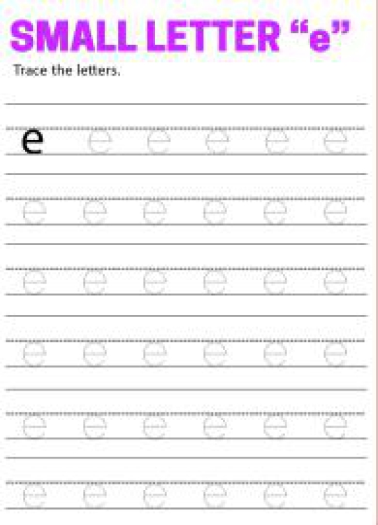English Worksheet: Writing Small Letter e - Lowercase Letter Tracing Worksheet