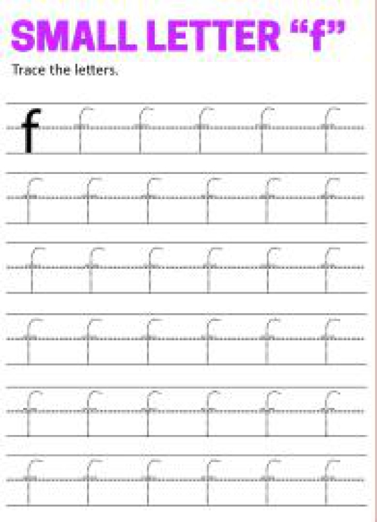 English Worksheet: Writing Small Letter f - Lowercase Letter Tracing Worksheet