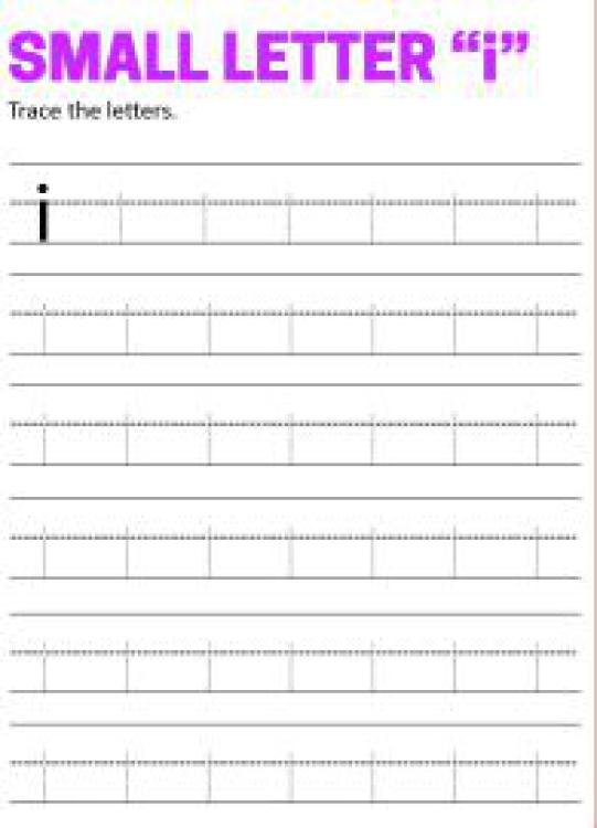 English Worksheet: Writing Small Letter i - Lowercase Letter Tracing Worksheet