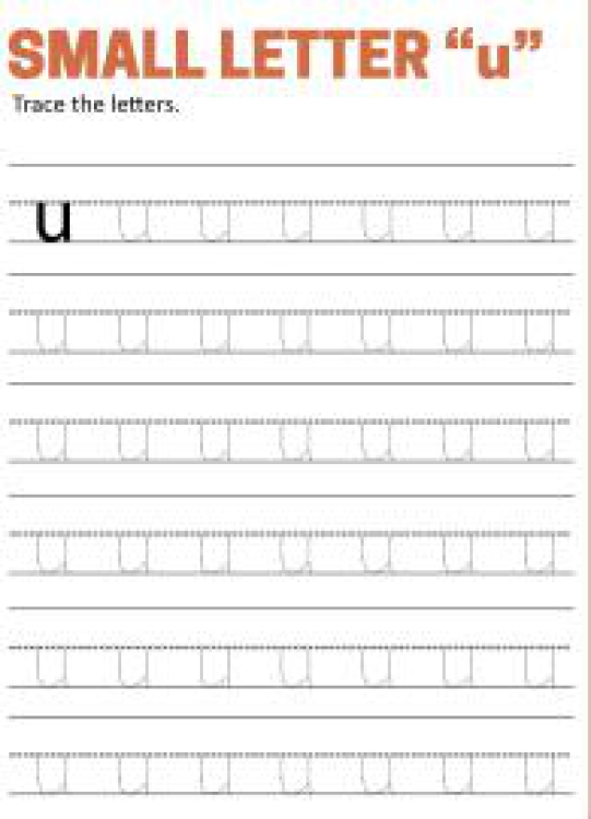 English Worksheet: Writing Small Letter u - Lowercase Letter Tracing Worksheet